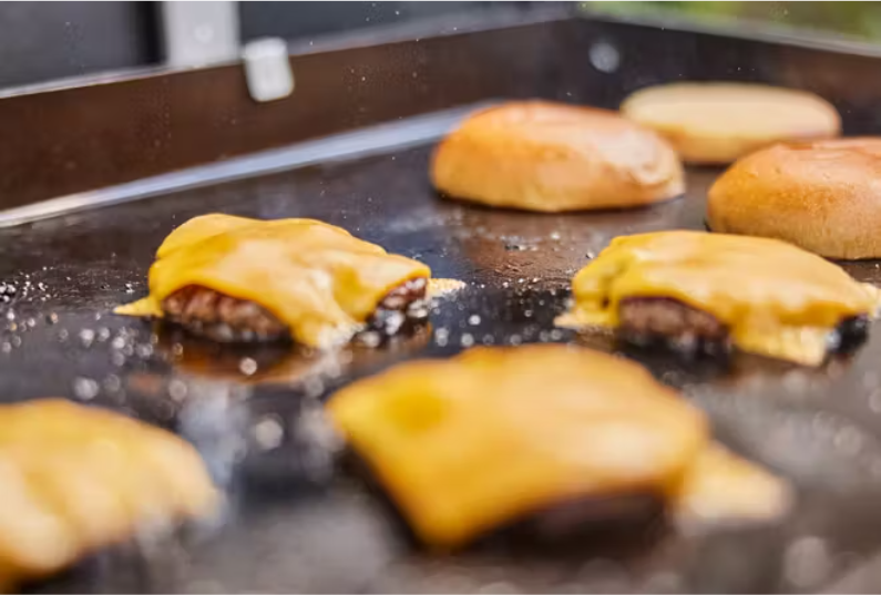 burgers on weber flat top griddle grill