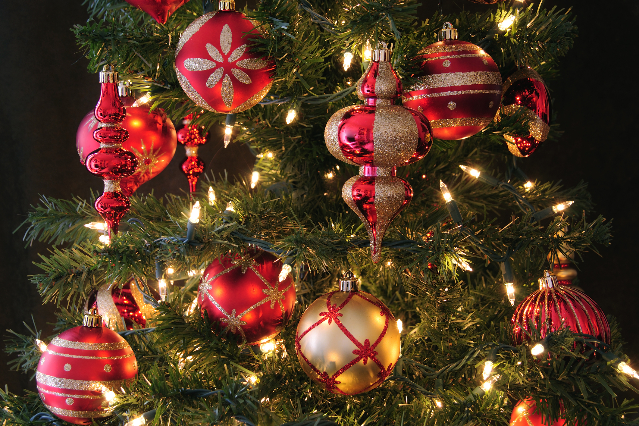 christmas lights and ornaments