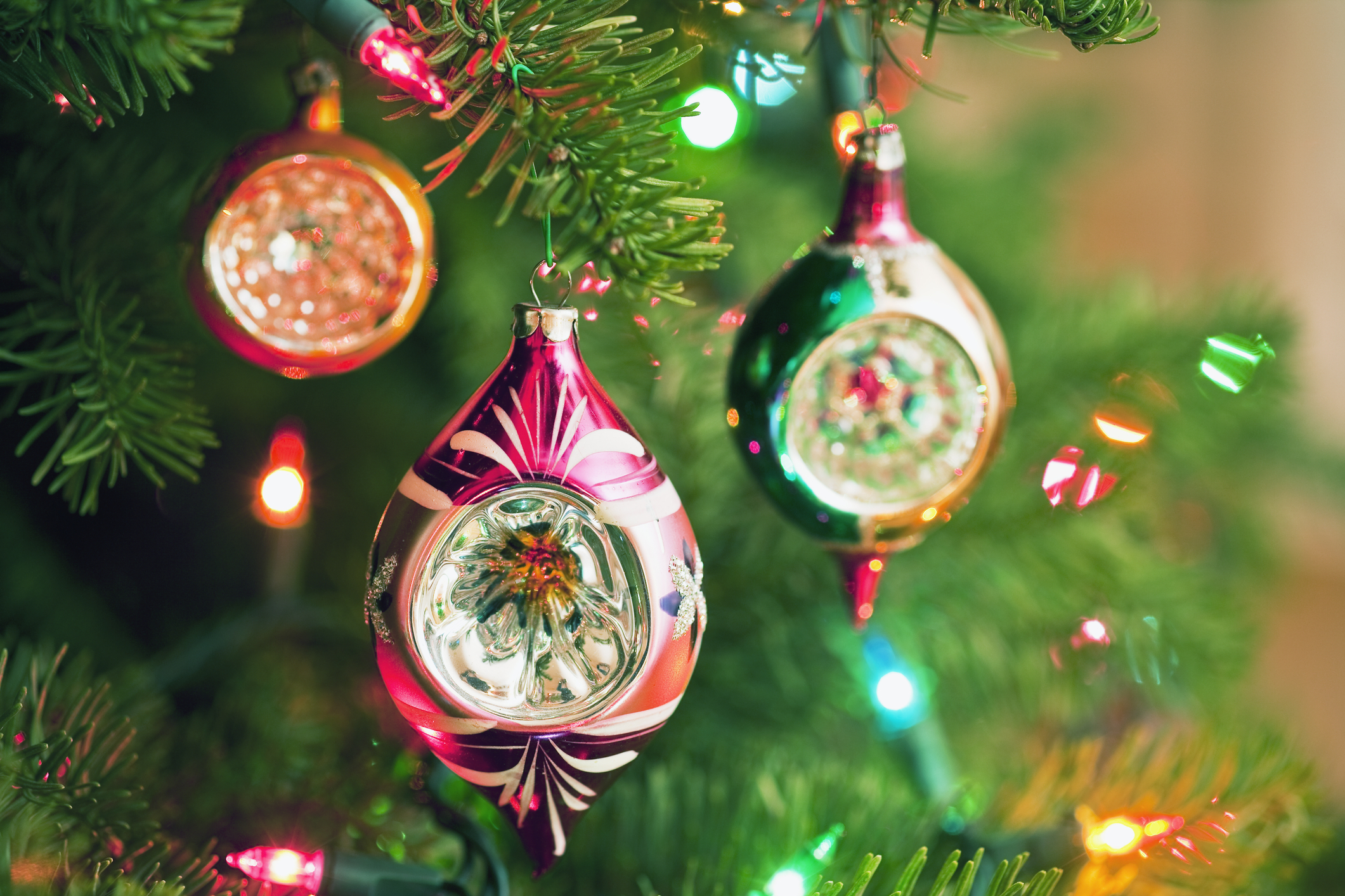 christmas lights and ornaments