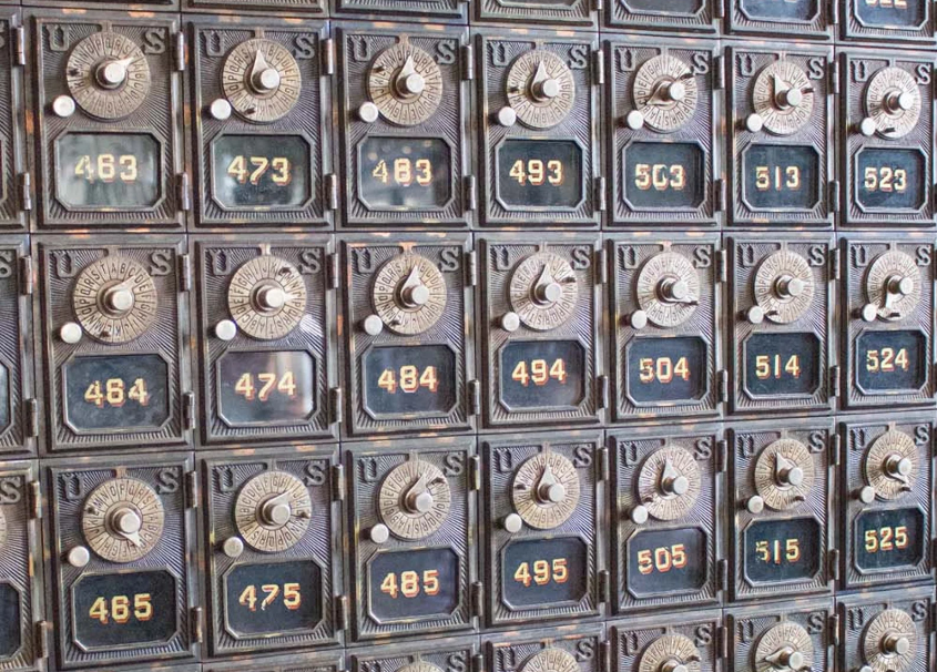 Antique post office boxes